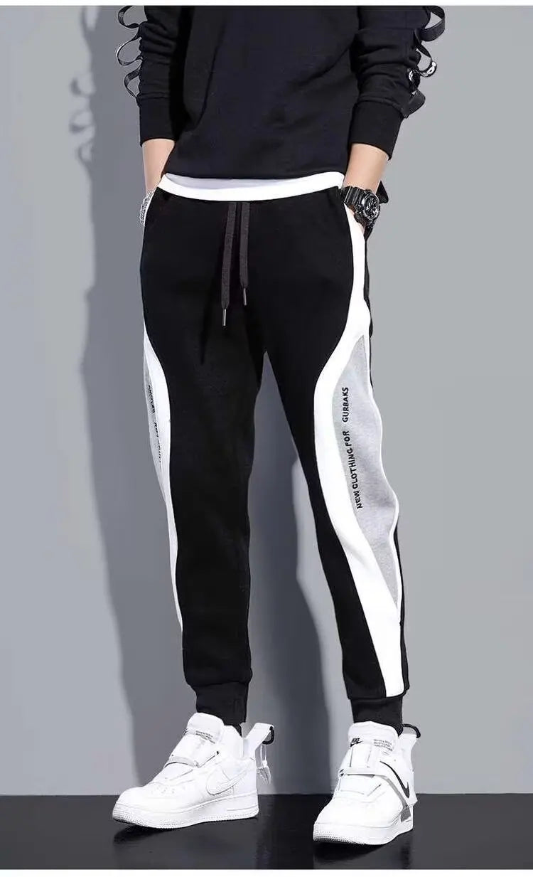 Men Black Pants Hip Hop Drawstring Jogger Fashion Comfortable Trousers Male Casual Sweatpants Loose Elastic Waist Sportswear Good Vibrations