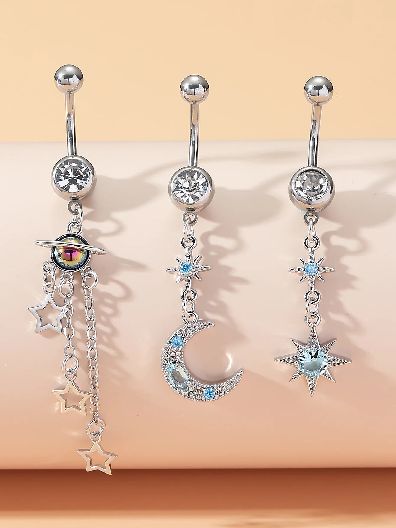 3-5pcs/Lot Belly Button Ring Sets Heart Butterfly Flower Dangled Belly Piercing Nombril 14G Curved Navel Rings Jewelry for Women Good Vibrations Adult Super Store