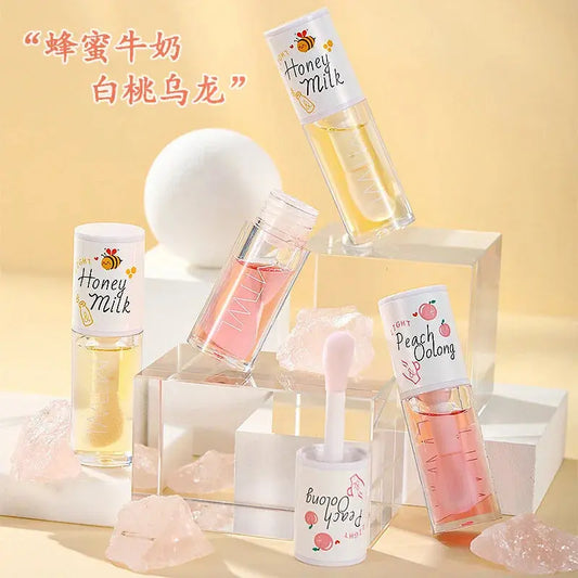 Peach Lip Oil Gloss Plumper Moisturizing Non Sticky Sexy Water Glossy Long-Lasting Transparent Liquid Lipstick Good Vibrations