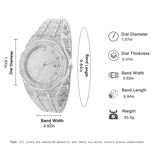 Iced Out Watch for Men Gold Watch for Men Hip Hop Fashion Cool Bling Bling Gold Diamond Luxury Mens Watch Dropshipping Relogio Good Vibrations