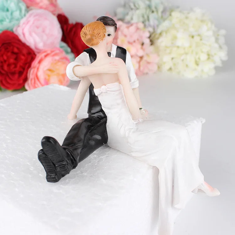 Couple Figurine Wedding Cake Topper, The Look of Love, Bride and Groom Decoration Good Vibrations