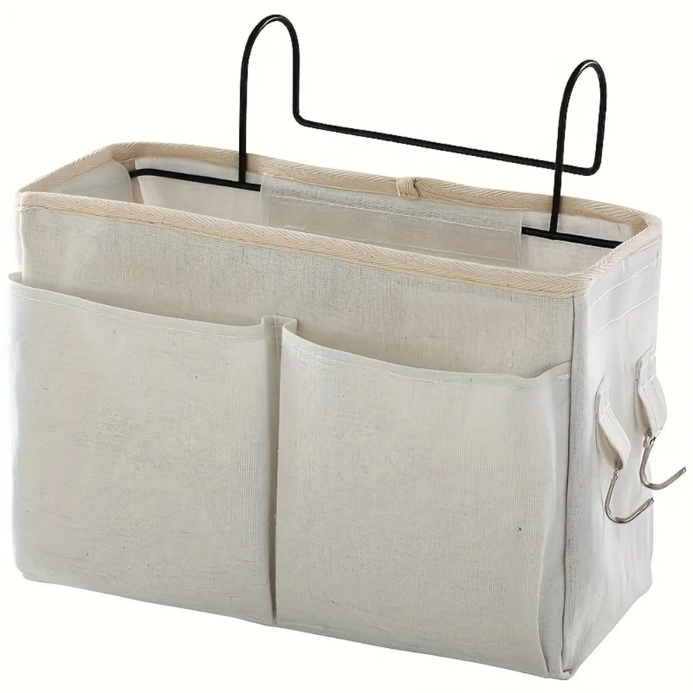 Bedhead Storage Rack, Durable Bed Bottom and Wall Mounted Space Saving Bedside Basket, Minimalist Design Good Vibrations