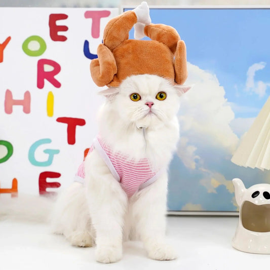 Cute Cat Turkey Hat Funny Hand-made Banana Puppy Caps Pets Halloween Party Cosplay Headwear Adjiustable Cat Hat Hair Decoration Good Vibrations