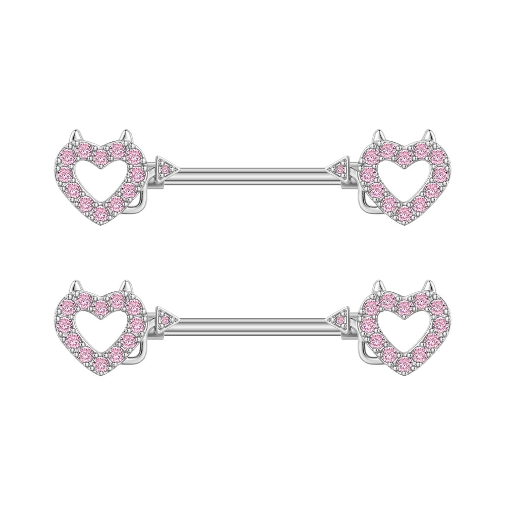 A Pair Cute Heart Dangled Nipple Piercings Barbell for Women Pink Color Moon Butterfly Shaped Sexy Nipple Rings Shield Bar Sets Good Vibrations Adult Super Store
