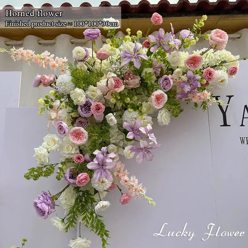 Outdor Wedding Decoration Artificial Flowers Hanging Flower Row Road Leading Flower Ball Floral Backdrop Decor Floor Flower Row Good Vibrations