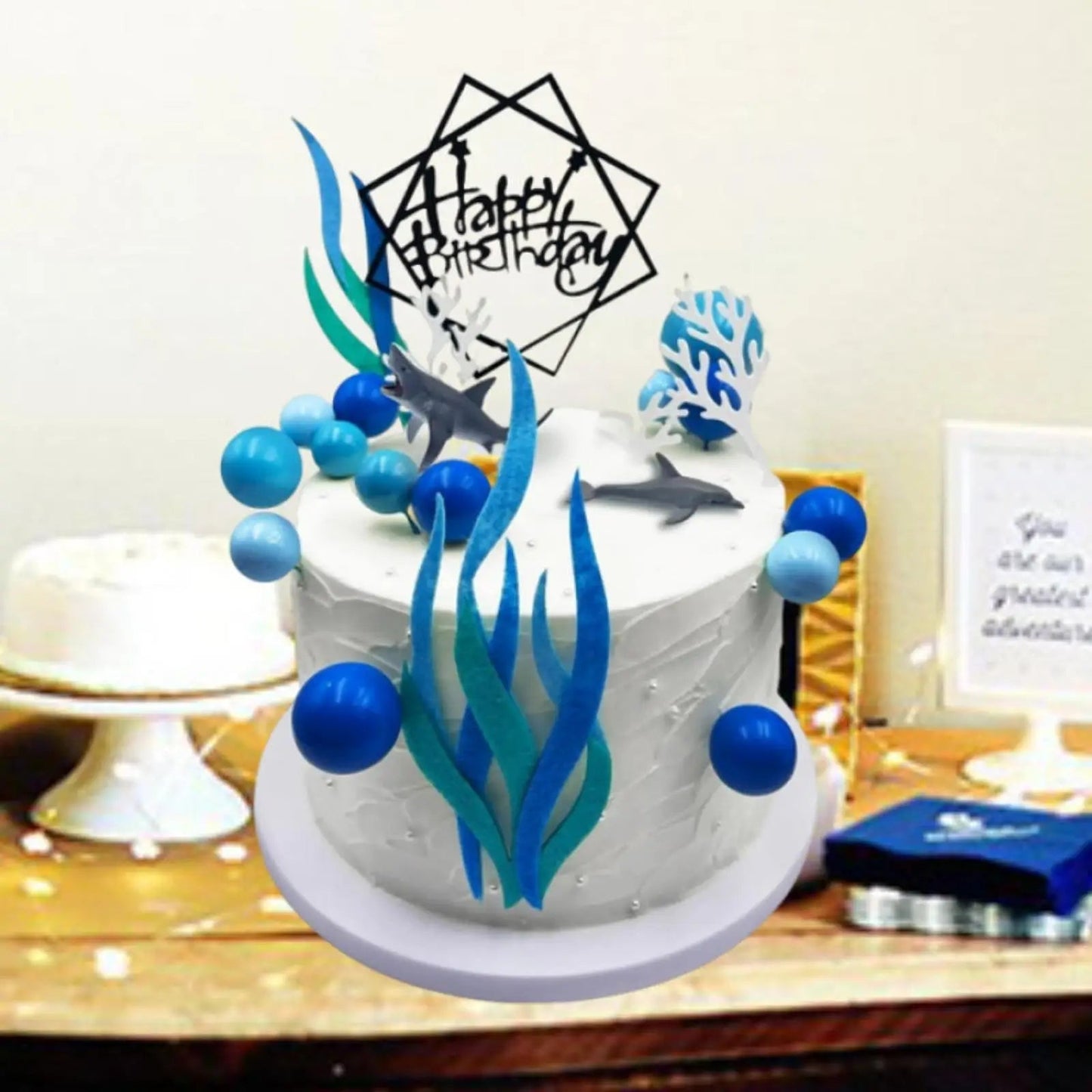 22 Pieces Shark Cake Toppers for Baby Shower Anniversary Valentines Day Good Vibrations