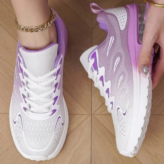 2025 Sports Shoes Women's Walking Shoes Comfortable and Fashionable Cushion Mesh Breathable Tennis Color Blocked Sports Shoes Good Vibrations