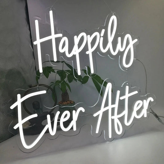 Happily Ever After Neon Sign Wedding Party Lights Event Background Decorative Lights Dimmable Good Vibrations