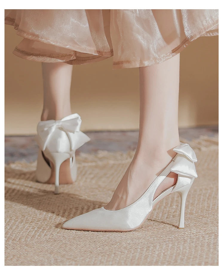 Wedding Heels Women Luxury Brand Design String Bead Pearls High Heels Ladies Sexy Elegant Pointed Toe White Black Pumps2025 Good Vibrations