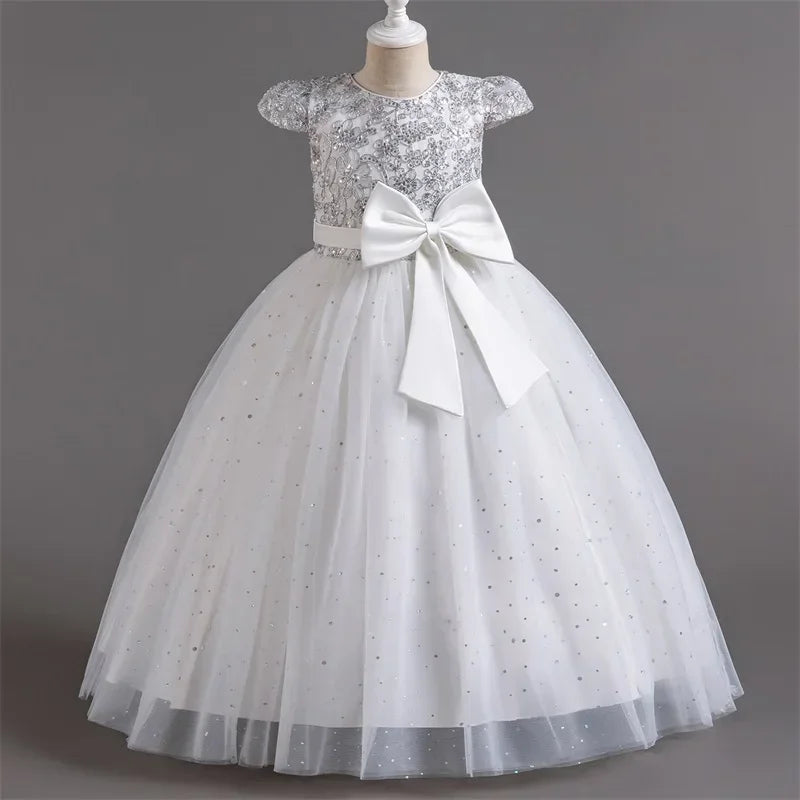 2024 Teen Girls Bridesmaid Flower Dresses for Wedding Elegant Luxury Party Sequin Lace Princess Evening Dress Birthday Prom Gown Good Vibrations