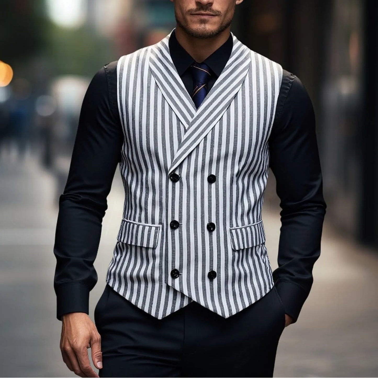 2025 Men's Spring Casual Single Button Suit Vest V Neck New Style British Men's Suit Vest Waistcoat Formal Business Suit Vest