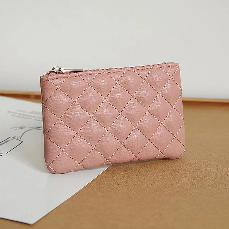 Women Small Coin Purse PU Leather Zipper Wallets Pouch Plaid Print Change Purses Business Card Holder Ladies Mini Coin Bag Good Vibrations