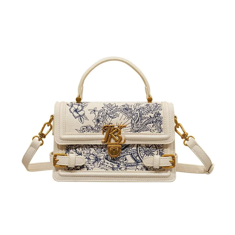 Women's handbag, handbag, women's 2024 new high-end texture summer designer single shoulder crossbody embroidered square bag Good Vibrations
