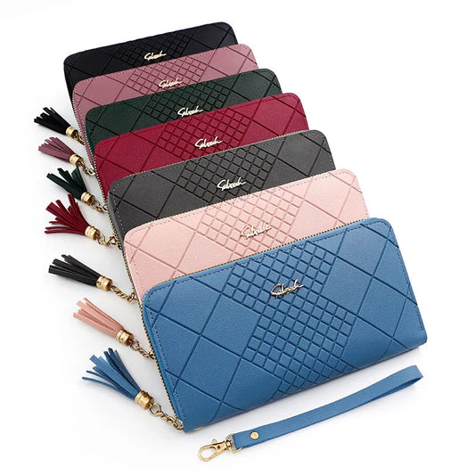 Zipper Money Coin Purse Women Card Holder Long PU Leather Clutch Wallet Large Capacity Lady Wristlet Phone HandBags Money Pocket Good Vibrations