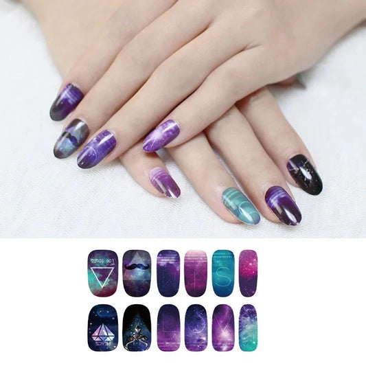 6 Sheets Vibrant Full Wrap Nail Polish Stickers Self-Adhesive Nail Decals for DIY Nail Art Manicure Designer Nail Art Stickers Good Vibrations