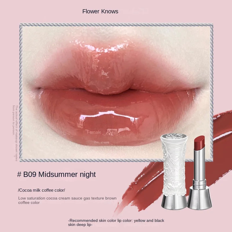 Flower Knows Lipstick Swan Ballet Lip Gloss Mirror Moisturizing Long-lasting Lip Glaze Nostickcup Nourishing 3.5g Good Vibrations