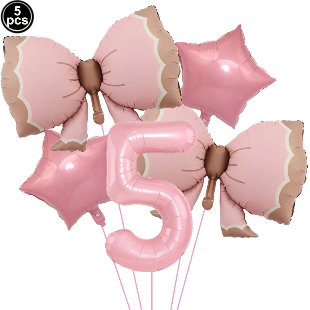 Pink Bow Birthday Party Supplies Disposable Bow Themed Tableware Set Engagement Wedding Girls Birthday Bachelorette Party Decor