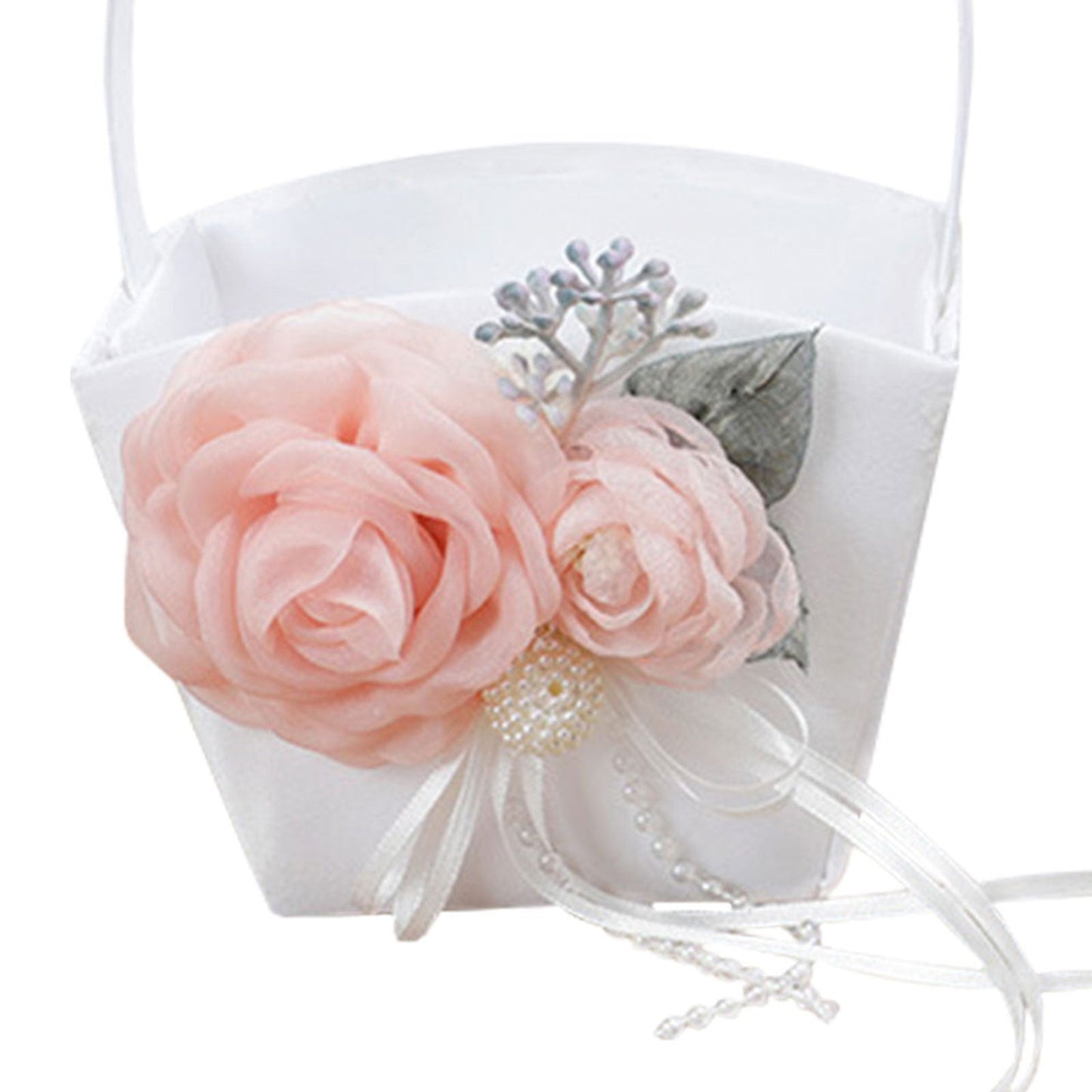 Portable Wedding Flower Basket Home Organizers Ring Pillow Flowerpot With Handle White Romantic Party Decoration Photo Prop Good Vibrations