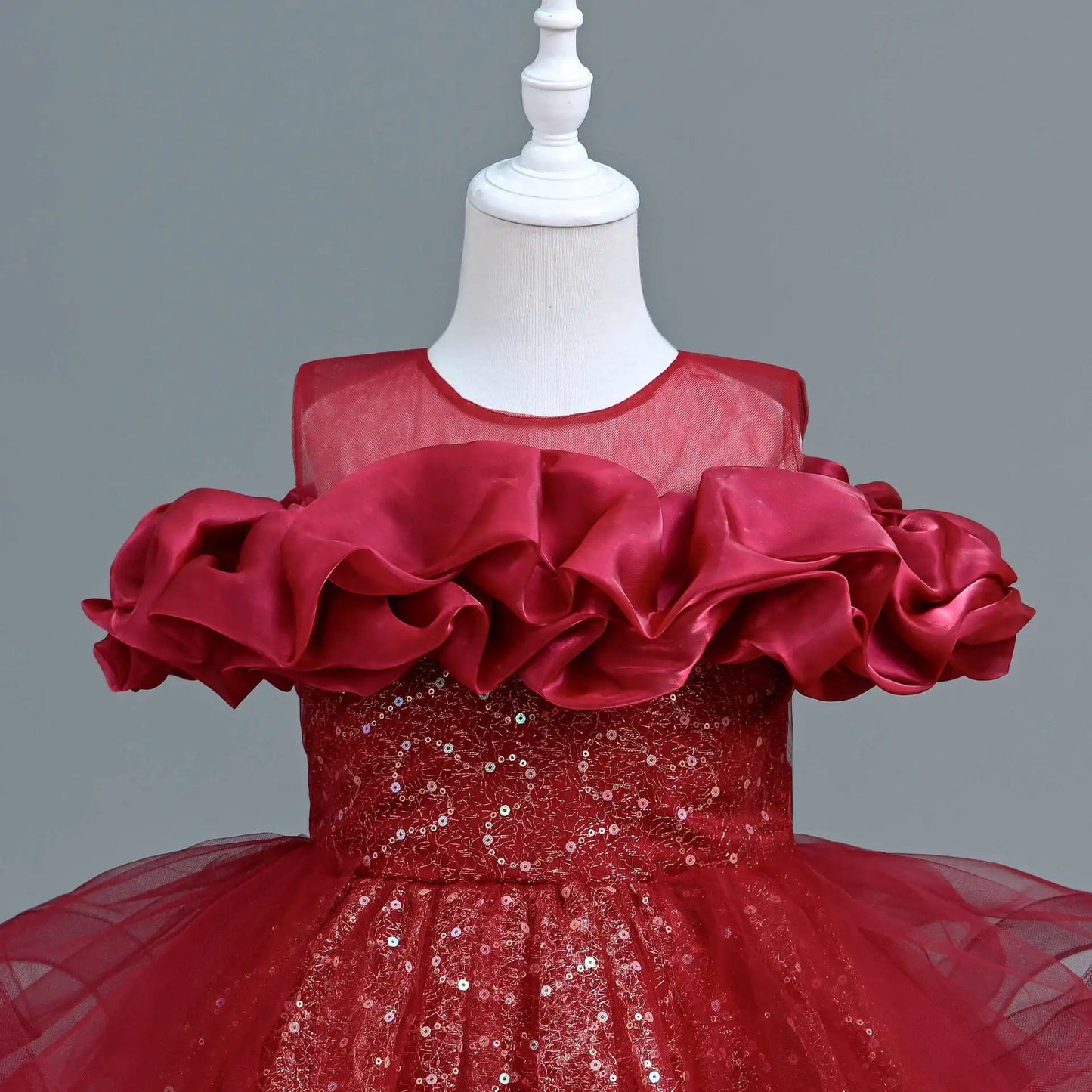 New Girl's Wedding Evening Dress Petal Sequin Mesh Sleeveless Dress Birthday Party School Graduation Party Dress Good Vibrations