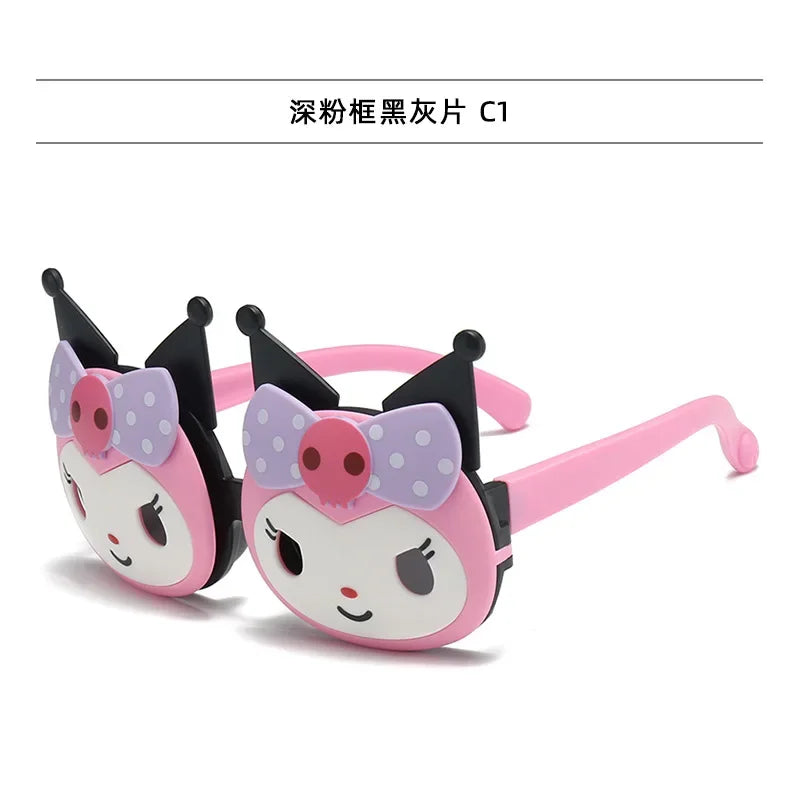 Kawaii Sanrio Kuromi Children's Sunglasses Little Girl Cartoon Flip Sunglasses My Melody Sun Protection Sunglasses Glasses Good Vibrations