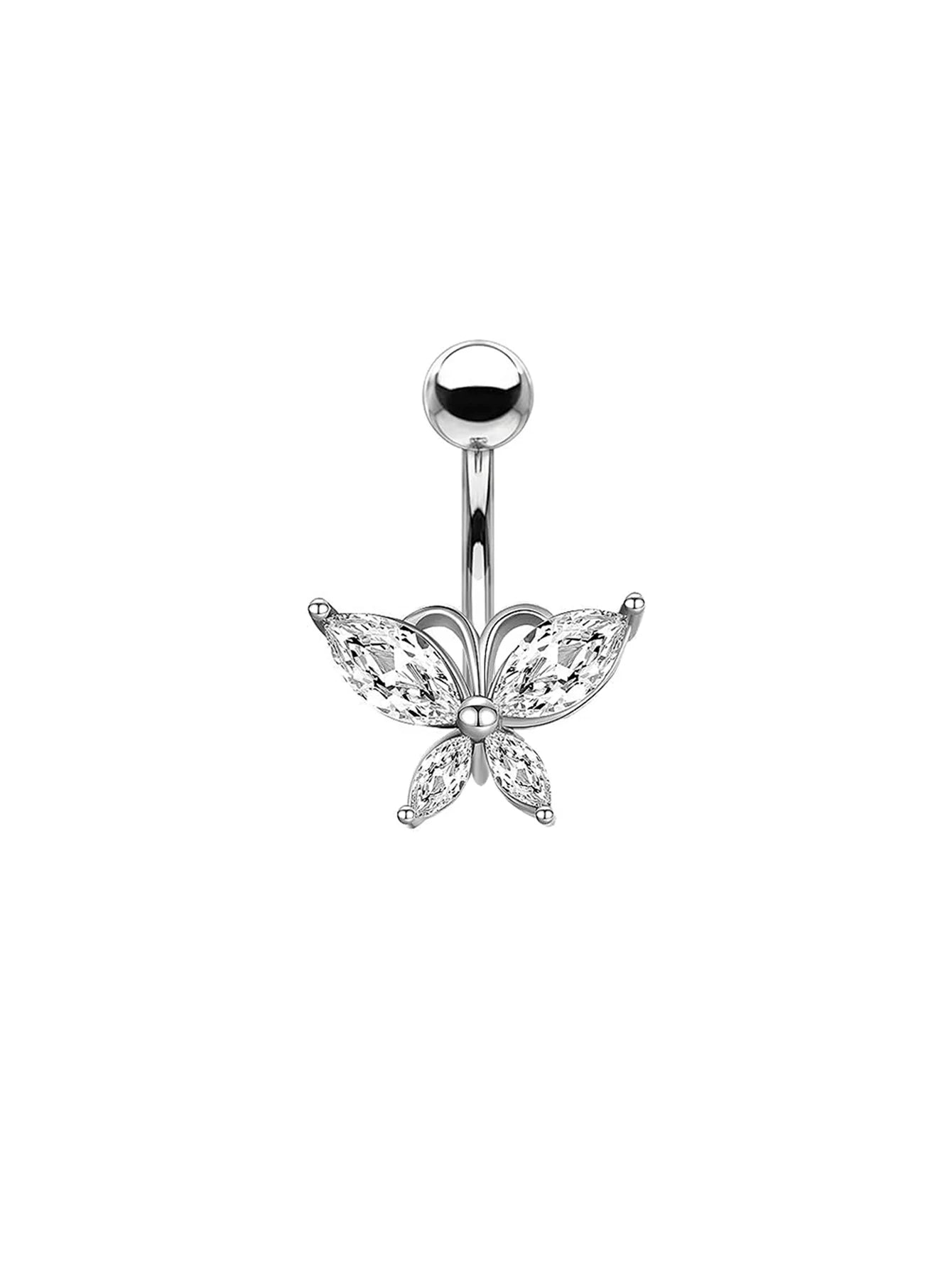 Butterfly Dangle Belly Button Ring Surgical Steel Navel Rings Pink Zircon Umbilical Ring Hypoallergenic Tummy Ring  Piercing Good Vibrations Adult Super Store