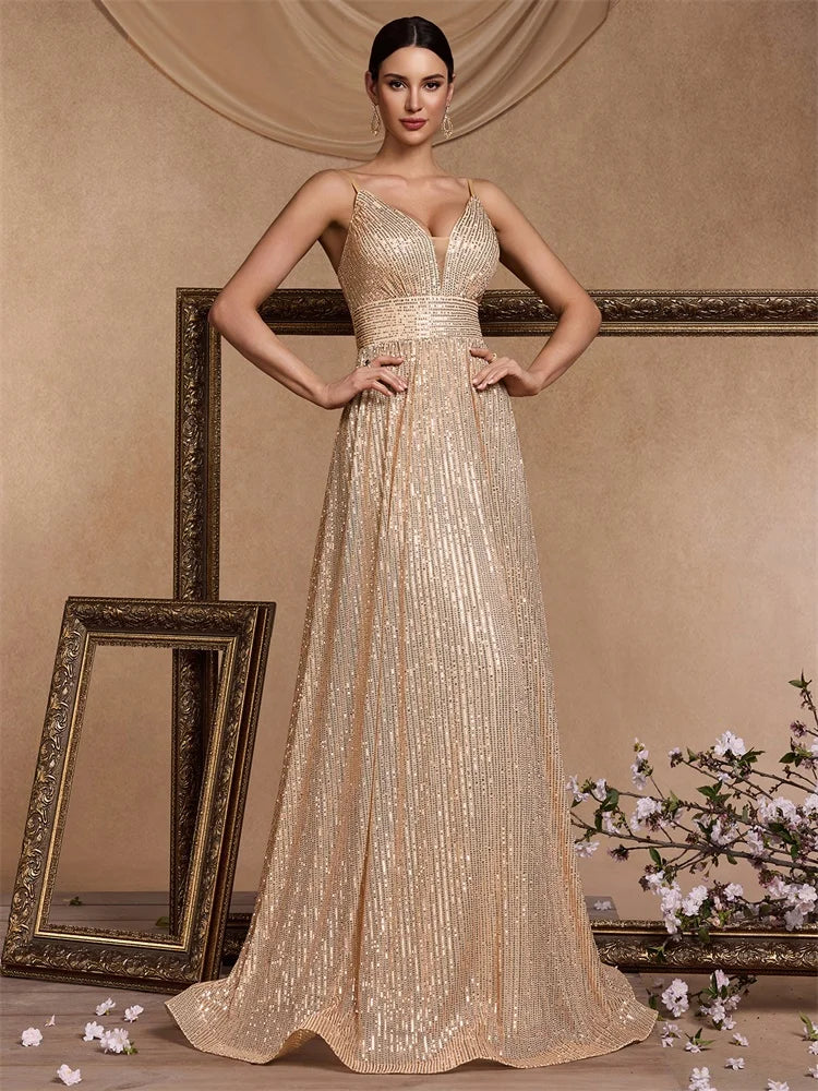 Elegant Sexy Backless Sequins Evening Dress Long 2025 Mermaid Formal Gown Women Wedding Party Dresses Caicktail Graduation Prom Good Vibrations