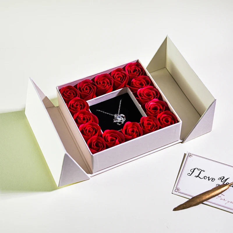Gifts for Women Jewelry Pendant Necklace /w Soap Eternal Rose Gift Box Mother's Day Necklace Jewelry Wedding Anniversary Gifts Good Vibrations