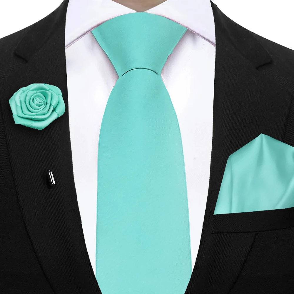 Mens Ties Set Sage Green Pink Grey Brown NeckTie Pocket Square Brooch Wedding Tie Suit Accessories Fit Group Holiday Party