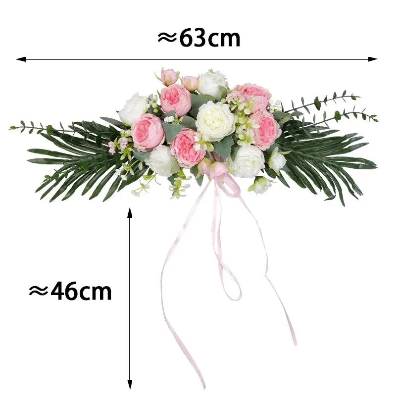 Artificial Wedding Arch Flowers Boho Red Rose Eucalyptus Garland Drapes Home Decoration Wedding Decorations Welcome Sign Good Vibrations