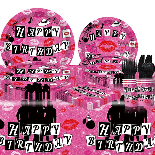 Mean Girls Party Decorations Tableware Paper Cups Plates Napkins Backdrop Tablecloths for girls Birthday Party Supplies Good Vibrations