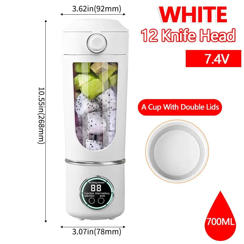 2025 New Portable Blender 700ML Juice Maker Smoothie Shaker 2 in 1 Bottle with Steel Blades for Home Gym Travel Use Good Vibrations