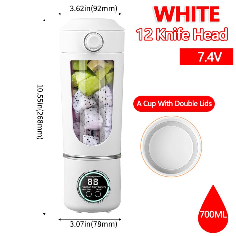 2025 New Portable Blender 700ML Juice Maker Smoothie Shaker 2 in 1 Bottle with Steel Blades for Home Gym Travel Use Good Vibrations