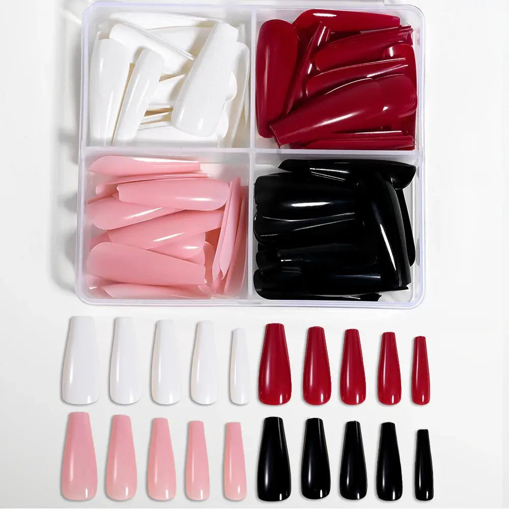 96Pcs Halloween Press on Nails Almond & Coffin Blood Red Nails with Skeleton Fake Nails Design Full Cover Artificial False Nails Good Vibrations