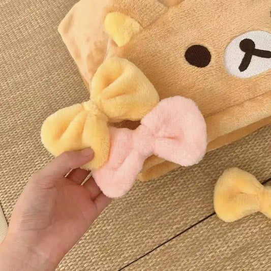 Kawaii Rilakkuma Warm Bear Brother Bear Sister Cloak Hooded Shawl Office Nap Blanket Relaxed Bear Blanket To Give Friends Gifts. Good Vibrations