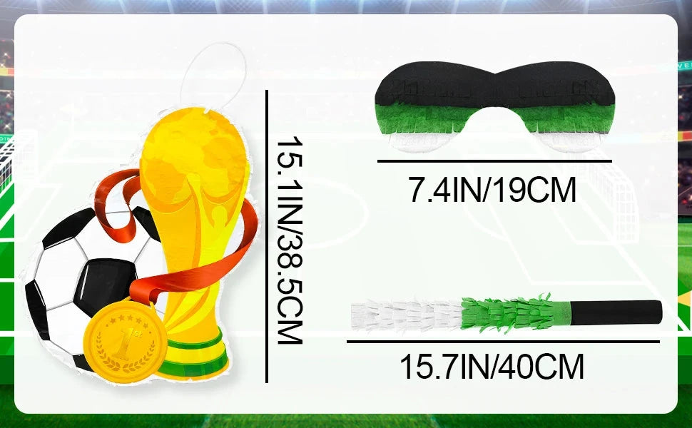 Soccer Ball Pinata, 4 Pcs Soccer Pinatas Bundle - 15.1''Soccer Theme Piñata,Soccer Party Pinata Stick&Games Blindfold etc Good Vibrations