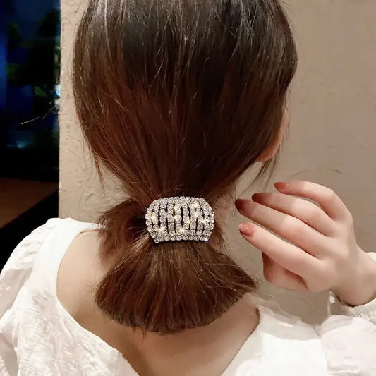 Sparkling rhinestone decoration hair ring elastic headband ponytail holder retro fashion hair clip for women and daily use Good Vibrations