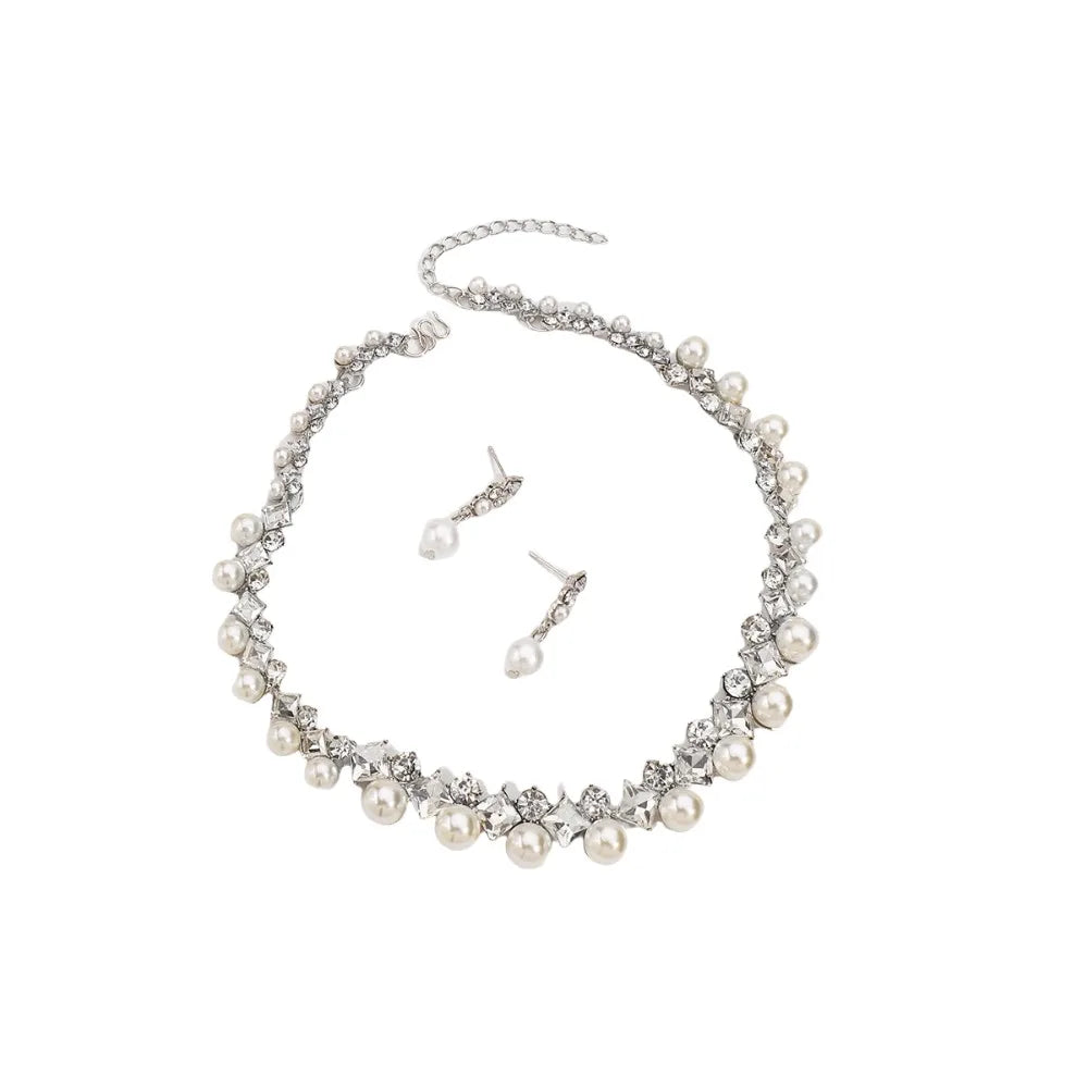 Graceful Sparkling Pearl Jewelry Set Elegant Exquisite Pearl Necklace Women Jewelry Multi-layer Pearl Dangle Earrings Party Good Vibrations Adult Super Store