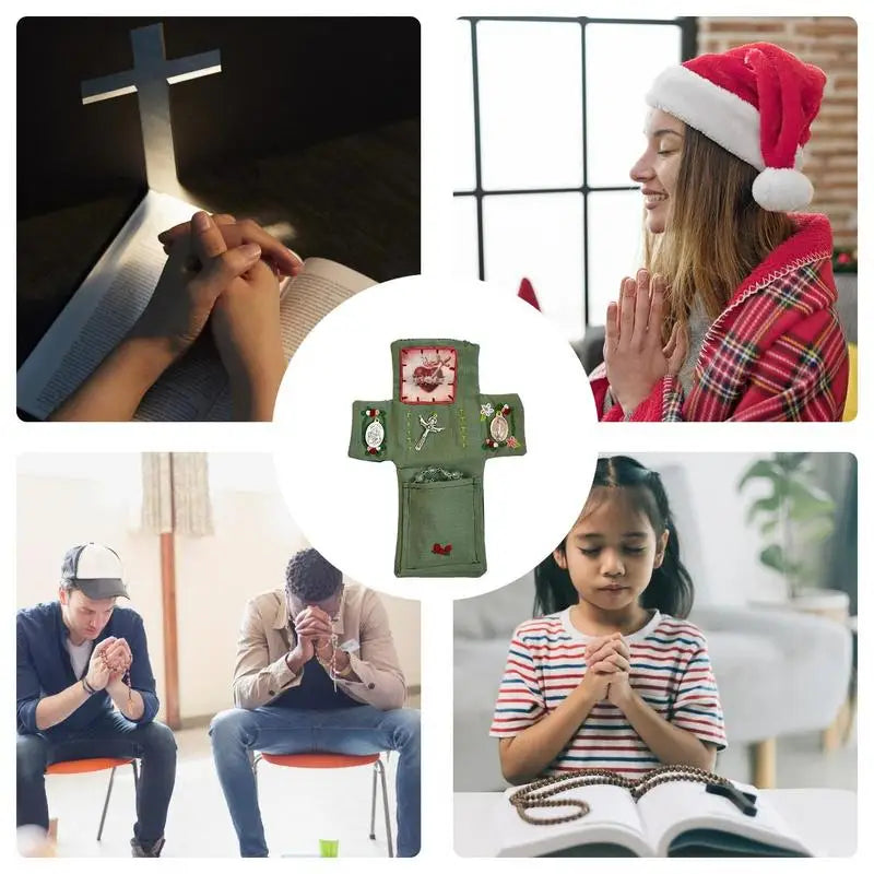 Prayer Pocket Christian Pockets Mini Prayer Quilt Pocket Shrine Encouragement Christian Spiritual Gifts for Women Teens Good Vibrations