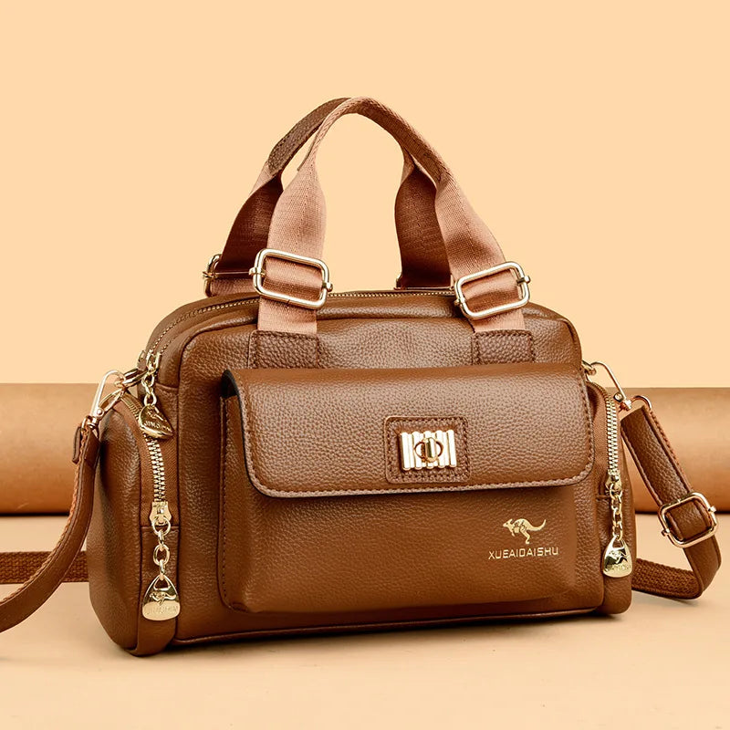 Luxury Designer Purse and Handbag Fashion High Quality Women's Shoulder Bag Large Capacity Soft Leather Locomotive Crossbody Bag Good Vibrations