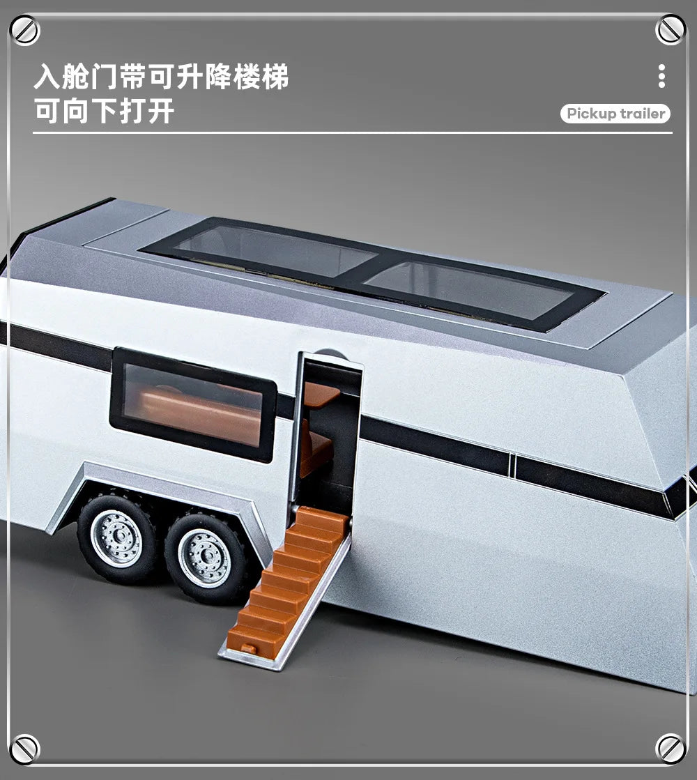 1:32 Toy Trucks for Boys Cybertruck Model Silver Pickup Truck Diecast Metal Toy Cars with Sound and Light for Kids Good Vibrations