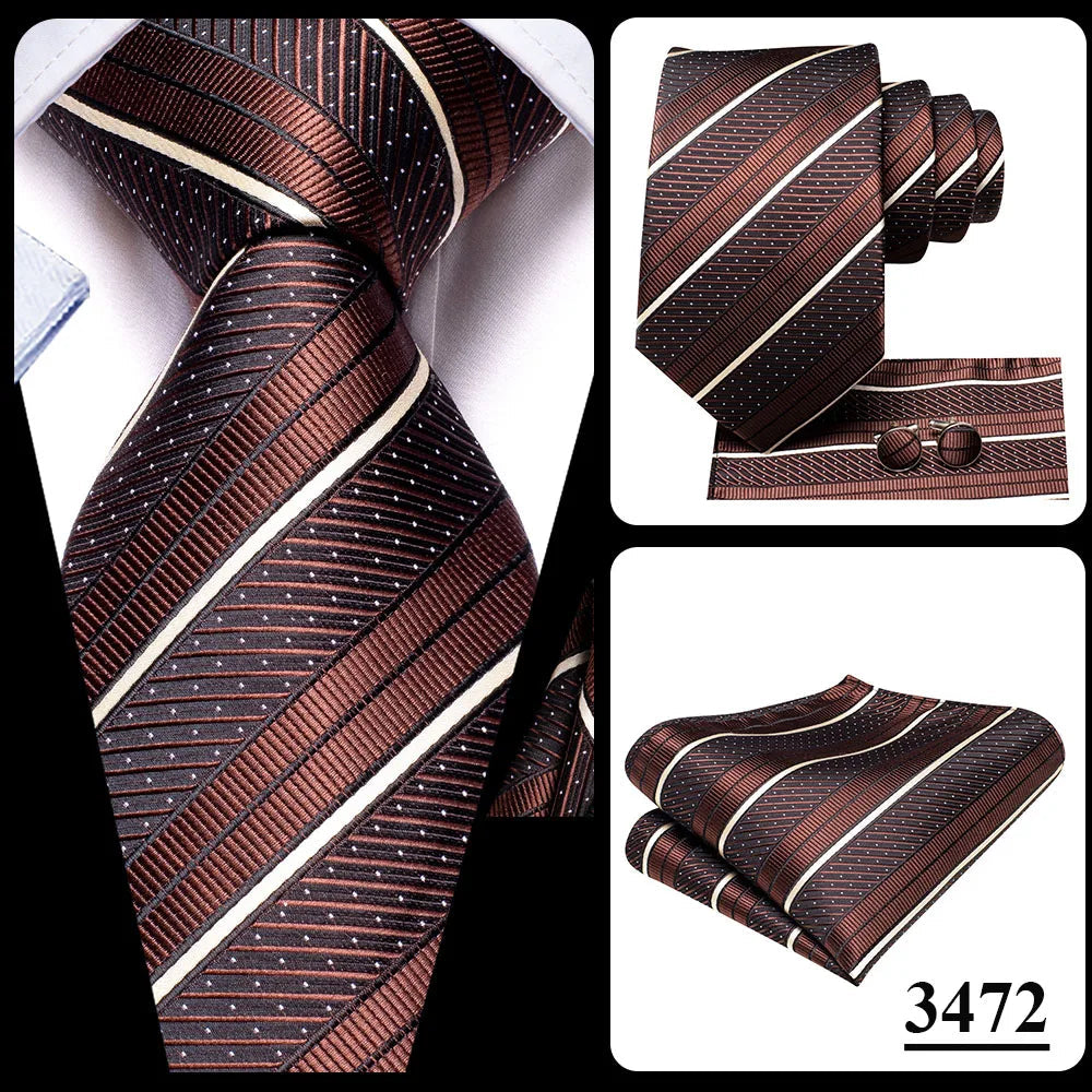 Black Red Striped Silk Wedding Tie For Men Handky Cufflink Gift Men Necktie Fashion Business Party Dropshiping Hi-Tie Designer Good Vibrations