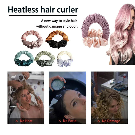 No Heat Soft Hair Curlers Lazy Hair Rollers Heatless Curling Rod Headband Sleeping Silk Curls Ties Perm Rods Hair Styling Tools Good Vibrations