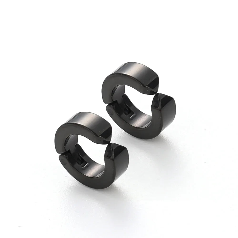 2pcs Anime Chainsaw Man Yoshida Hirofumi Cosplay Ear Clip Earrings Women Men Punk Black No Pierced Fake Ear Circle Pop Jewelry Good Vibrations