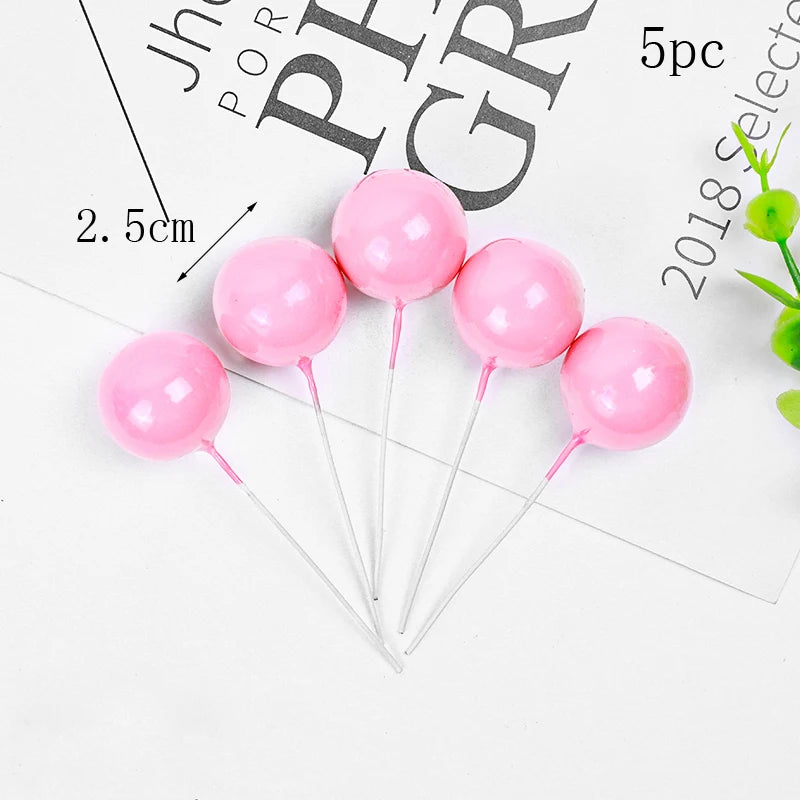 Suit Gold Palm Leaf Paper Fan Happy Birthday Cake Topper Metal Ball Flower Baby Shower Party Cupcake Decor Wedding Cake Toppers Good Vibrations