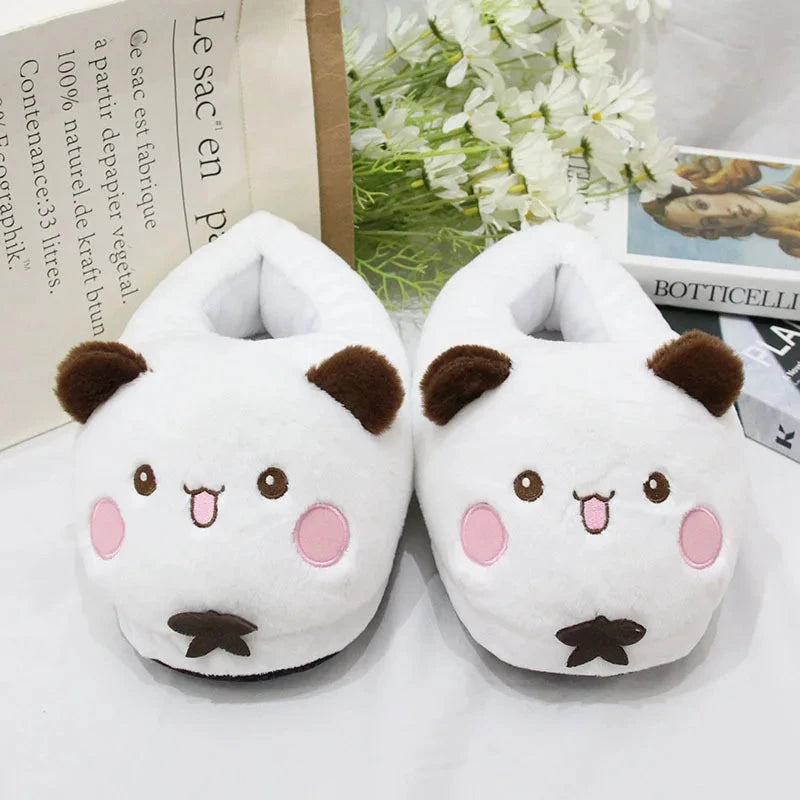 2025 New Panda Bubu And Yier Slippers Cartoon Panda Indoor Couple'S Warm Cotton Slippers Autumn And Winter Gift Birthday Gift Good Vibrations