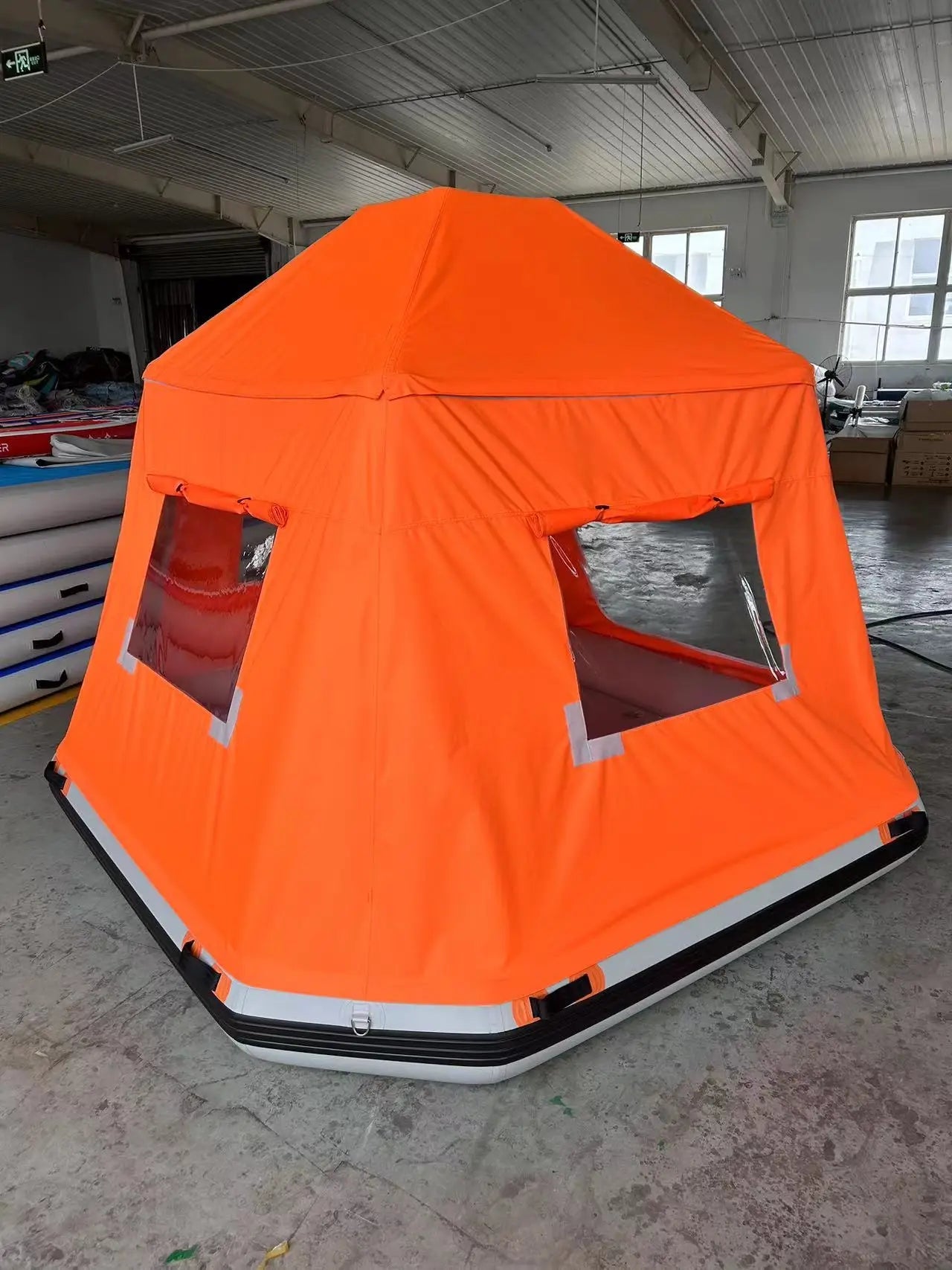 Water Park Inflatable House Boat Outdoor Floating Boat Camping Raft Tent Swimming Pool Dock for Lakes Good Vibrations