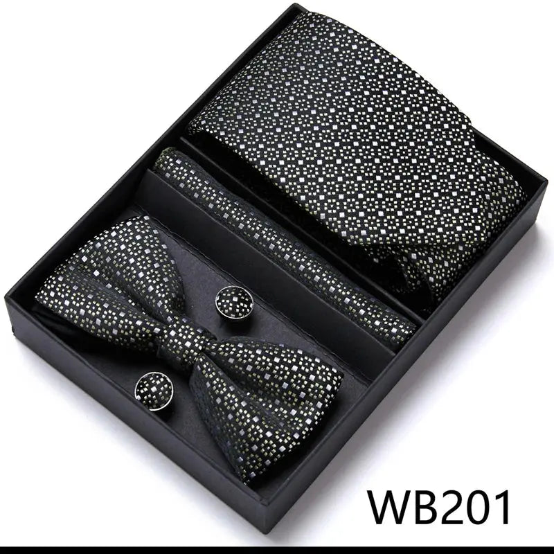 Tie For Men Formal Dress Tuxedo NeckTie Handkerchief Bow Tie Set PlaisyParty Groom Wedding Butterfly Bowtie In Box Good Vibrations