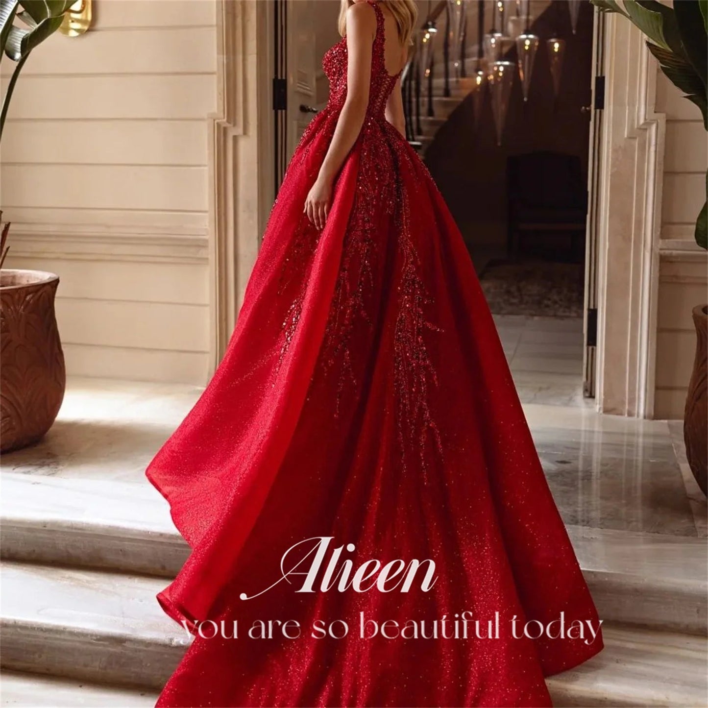 Customized Prom Dresses for Special Occasions Hand-made Beads Luxurious Women's Evening Dresses Large Sizes Square Leader Shiny Good Vibrations