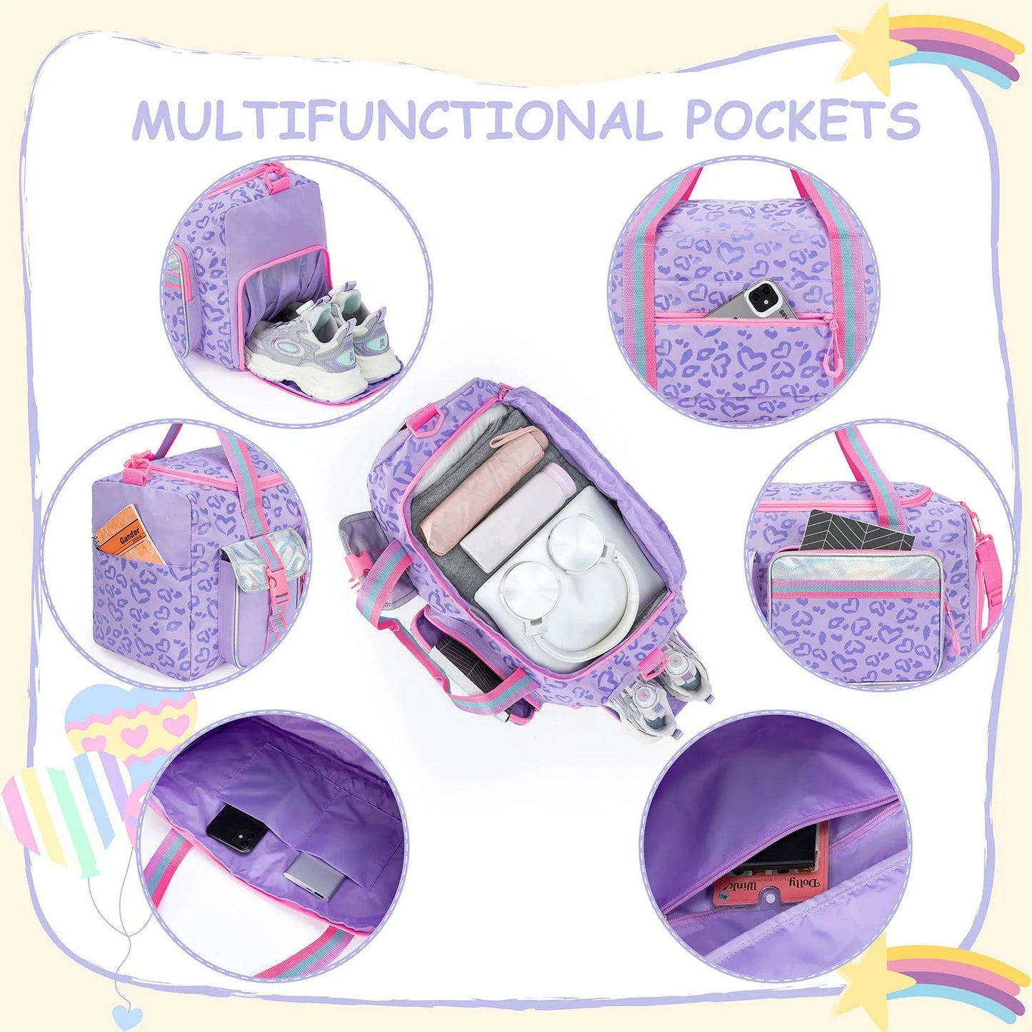 1 Pc Duffle Bag Girls Women Travel Bag Gifts Overnight Bag For Girls Women Tote Bag Sleepover Bag For Girls Gym Dance Bag Good Vibrations