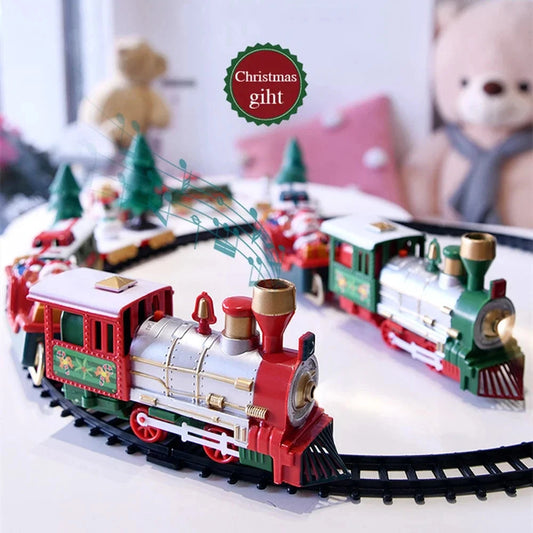 Christmas Tree Train Set - Electric Locomotive with Lights & Sounds for Toddlers, Complete Track & Carriages Holiday Decor Good Vibrations